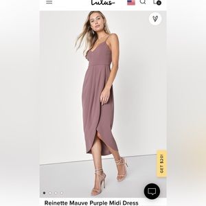 NEW Lulus Small Reinette Mauve Purple Midi Dress